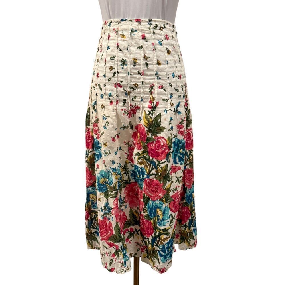 JM Collection Cream Floral Textured Midi Skirt Cottagecore Coquette Cotton 16